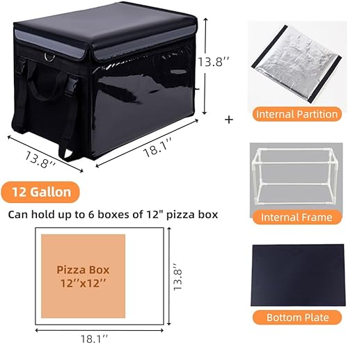Miniatura 3 de Bolsas aisladas para entrega de alimentos XL - 18.1 x 13.8 x 13.8 pulgadas, bolsa de entrega de alimentos aislada comercial con división, bolsa de