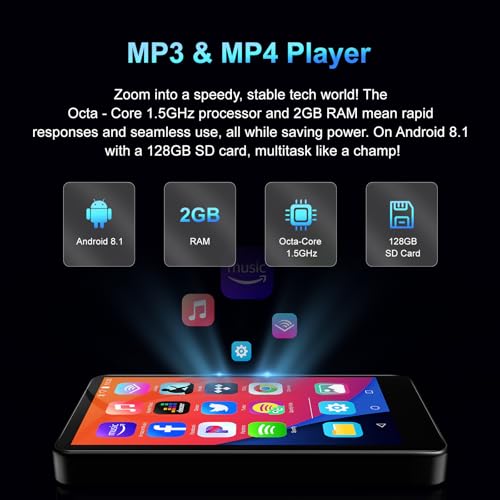lityourhope 144GB MP3 & MP4 Player with Bluetooth, WiFi, 4IN HD Full Touch Screen - Supports Spotify, Libby, Amazon Music, YouTube, Tiktok, E-Book, Up to 1TB Expandable, Ideal for Kids