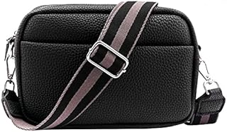 YILCER Crossbody Bag for Women, Leather Camera Handbag Ladies Cross-Body, Small Shoulder bag with Adjustable and Removable Wide Strap, Black