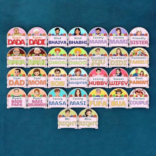 Image of Family Photo Booth Props Kit (20+ Pcs) | Relationship Theme Party Props for Kids & Newborn Photoshoot | Baby Shower, Birthday Decoration Props | Premium Cardstock with Wooden Sticks