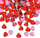 300 Pieces Valentine's Day Heart Rhinestone for Crafts,Acrylic Flat Back Heart Crystal Gems Rhinesto