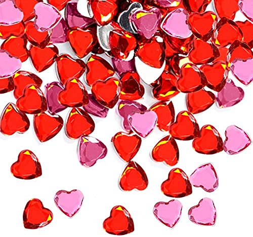 300 Pieces Valentine's Day Heart Rhinestone For Crafts,Acrylic Flat Back Heart Crystal Gems Rhinestones For Jewelry Making Wedding Heart Table Scatter Decoration,0.5Inch #TOP9