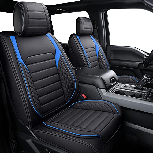 Housses de siège Ford F150 étanches en cuir noir et bleu compatibles airbag YIERTAI