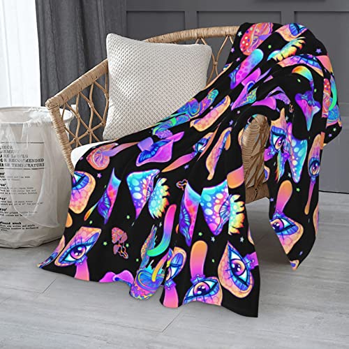 Mushrooms Flannel Throw Blanket Soft Lightweight Warm Blanket All Season Sofa Blanket Can Be Used In Office Living Room Bed Suitable For Children Adults Or Teenagers 60"X50" Inches #TOP4