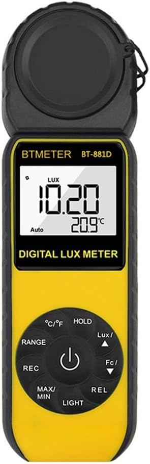 Oniissy BT-881D Professional Light Meter Illuminance Tester with Rotating LUX/FC Sensor High Accuracy Fast Response LCD Screen Backlight for Photography Cinematography Plant Growth