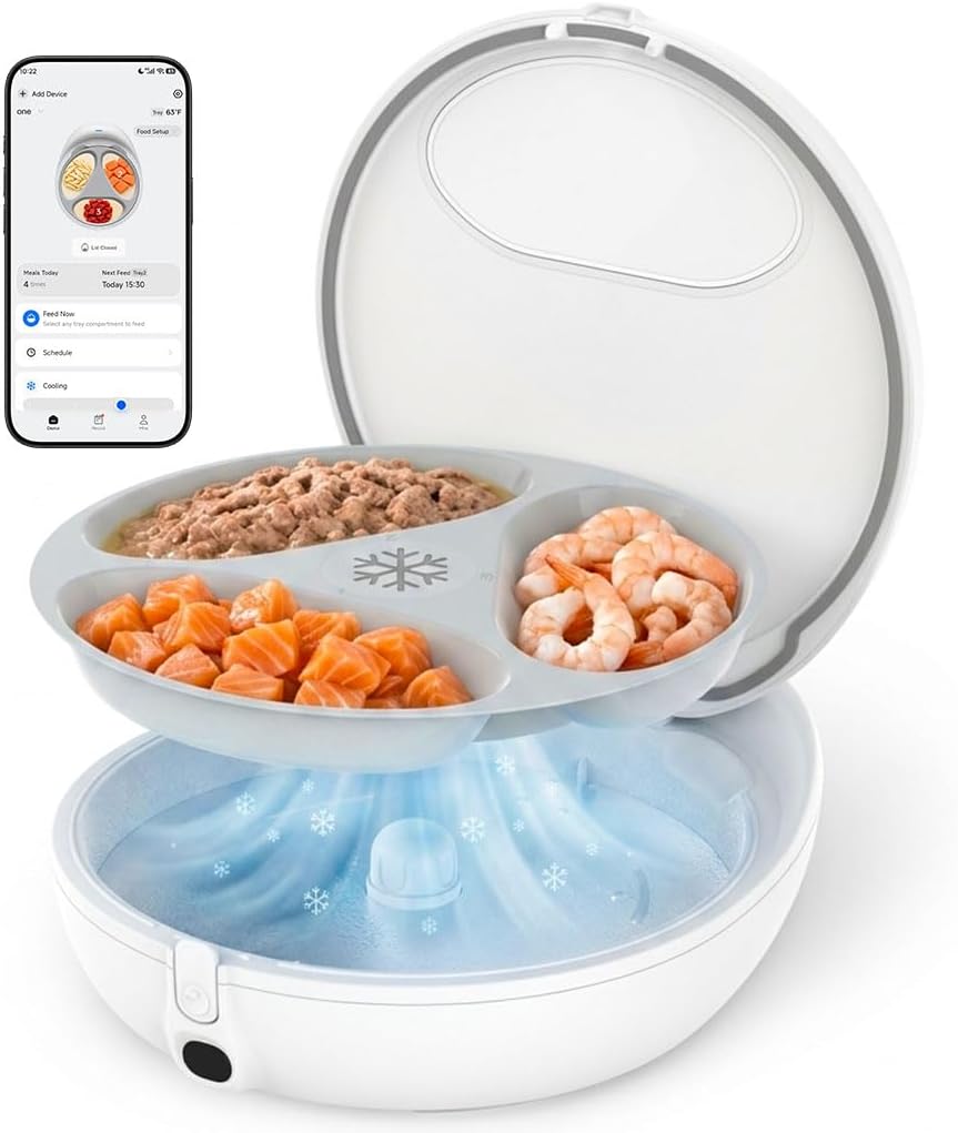 UBPET Automatic Wet Food Cat Feeder, Dual-Temp Auto Pet Feeder with Semiconductor Cooling & Heating, App-Controlled Automatic Pet Food Dispenser for Cats & Small Dogs, 72H Freshness Preservation