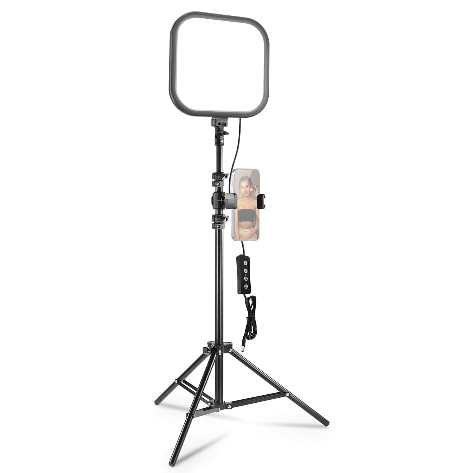 NEEWER 15W 10,8" Zestaw panelu świetlnego LED do wideo ze statywem/63 uchwytem na telefon komórkowy, dwukolorowe ściemniane oświetlenie krawędzi, pełny ekran, 816lux CRI95+ do nagrywania zdjęć