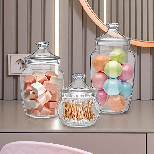 Amazing Abby - Embrace - Acrylic Bathroom Canisters (3-Piece Set), Plastic Apothecary Jars For Vanity, Bpa-Free And Shatter-Proof, Great For Cotton Balls, Bath Sponges, Shower Balls, And More #TOP1