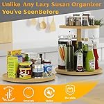Lazy Susan Organizer Homerays 10 Inch Non-Skid Bamboo Lazy Susan for Kitchen Rotating Spice Rack for Kitchen Cabinet, Wood Turntable for Kitchen Countertop Organizer - Image 4