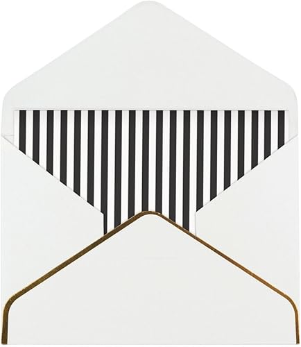 Miniatura 8 de MQGMZ Tarjetas de agradecimiento de impresión de rayas blancas y negras con sobres, tarjeta de felicitación de papel perla en blanco clásico,