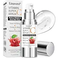 Super Vitamin C Serum for Face | Natural Anti-Aging Formula with Vitamin C, Hyaluronic Acid, Vitamin E & Caffeine - Firming Serum for Hydration, Wrinkle Reduction & Dark Spot Brightening - 1 Fl Oz