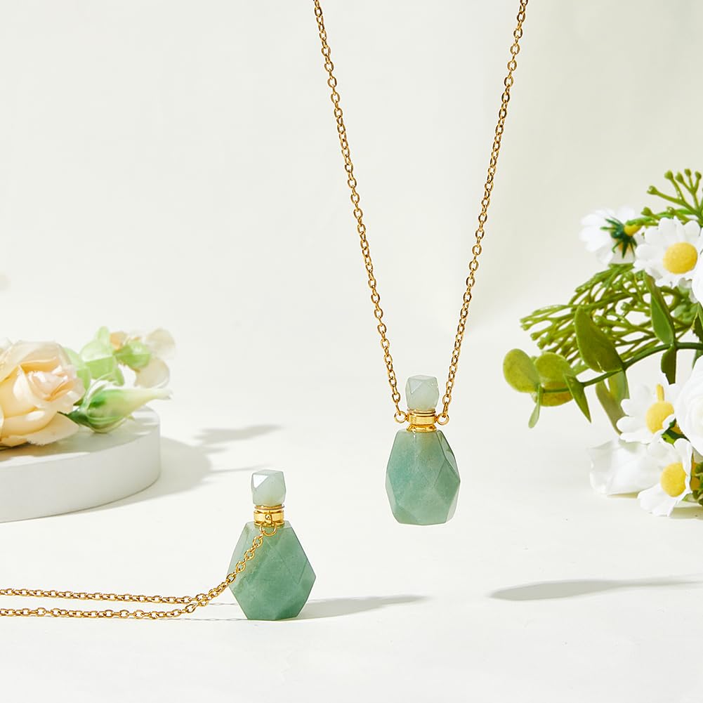 SUPERFINDINGS Collana con Flacone di Profumo, Pendente con Flacone di Profumo In Cristallo, Collana con Diffusore di Olio, Fiala con Pietre Preziose San valentino, Festa Della Mamma
