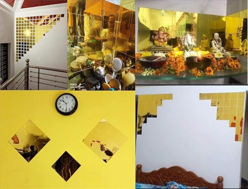 Image of Bikri Kendra - 30 Big Square Silver Stickers for Wall, Acrylic Mirror Sticker, Stickers for Wall, Acrylic Mirror Wall Stickers, Acrylic Stickers,