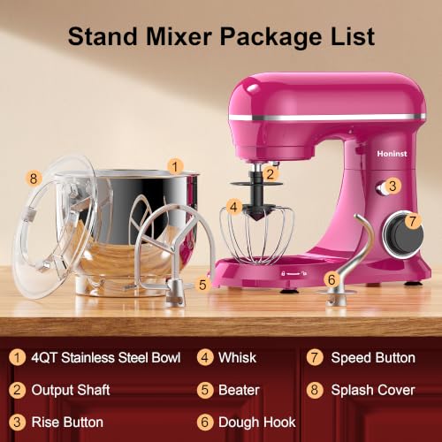 Image of Honinst 4QT Electric Stand Mixer, 10-Speed Tilt-Head Compact Kitchen Mixer