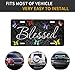 License Plate Blessed Glitter Butterflies Decorative Car Front,Metal Plate,License Plates,Vanity Tag,Aluminum Noverlty License Plate for Men/Women Car 6×12 Inch