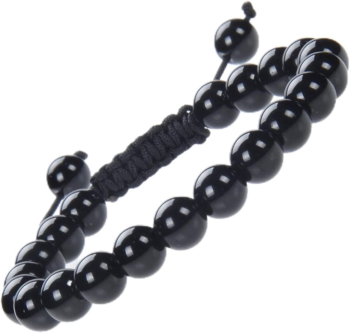 Natural Healing Power Gemstone Crystal Beads Unisex Adjustable Macrame Bracelets