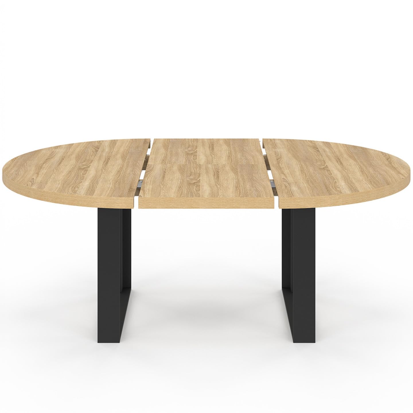 IDMarket - Mesa de comedor redonda extensible Phoenix 6-10 personas madera y negro 140-200 cm
