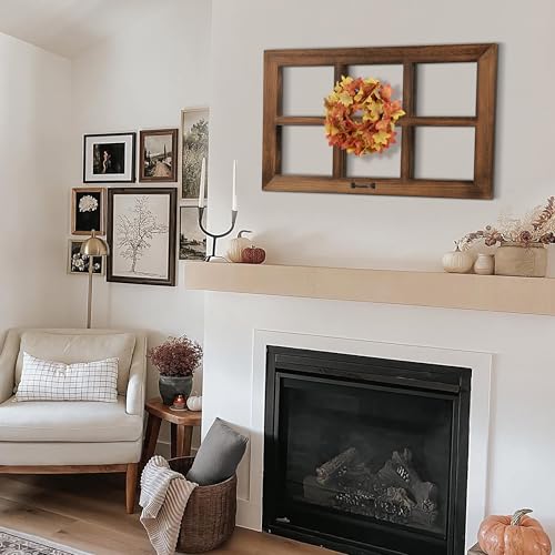 Image of LOSOUR 24x40in Wood Window Frame Wall Art, Vintage Rustic Wall Decor, Farmhouse Windowpane Decor, Decorative Wall Sculptures for Living Room, Bedroom, Entryway, Hallway(1, Brown-no glass, 40 inchL x 24 inchW)