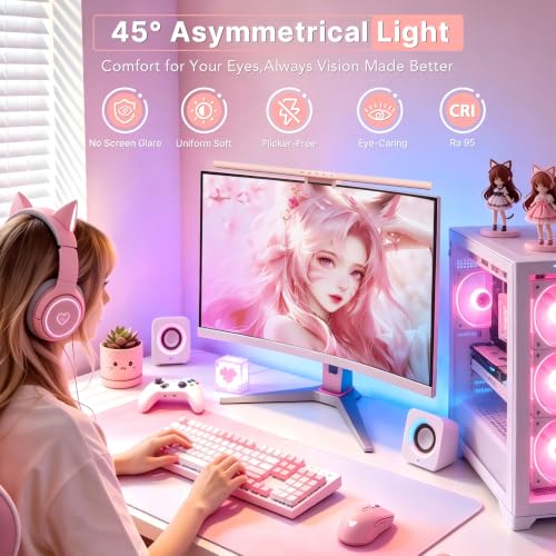 Image of Syrinx Monitor Light Bar for Home Office & Gaming, Eye-Caring Computer Monitor Lamp, No Glare Screen Light, CRI95+, Stepless Brightness & Color Temp Adjustment, USB Powered, for Flat & Curved Monitors