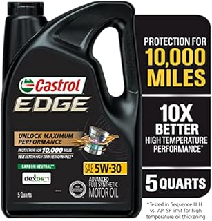 Castrol 03084C Edge 5W-30 Advanced Full Synthetic Motor Oil, 5 Quart