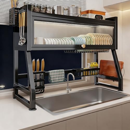 Égouttoir de comptoir de cuisine avec supports et couvercle robuste - 2