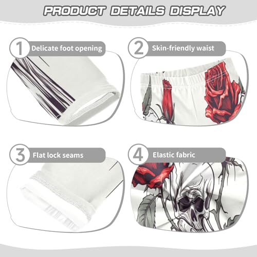 Toddler Girls Leggings Printed Yoga Pants Leggings Skull Red Rose One for Kids3