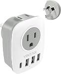 Brazil Adapter Plug, VINTAR Type N Plug Adapter with 1 USB C,3 USB Ports and 2 American Outlets,6 in 1 Brazilian Power Adapter for Canada to Brazil