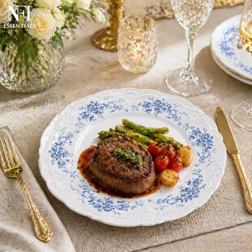 Image of NFI essentials 10 Inch Premium Ceramic Dinner Plate, Serving Plate for Main Course, Pasta, Rice, Salad & Meals, Dishwasher Safe Kitchen Dinner Plate