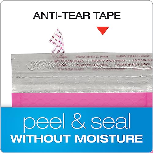 Image of Quality Park Bubble Mailers, 6 x 9 Inch, Pink Poly Mailers, Padded Envelopes, Shipping Envelopes, Water Resistant, Self Seal, 50 Per Box (QUA85858)