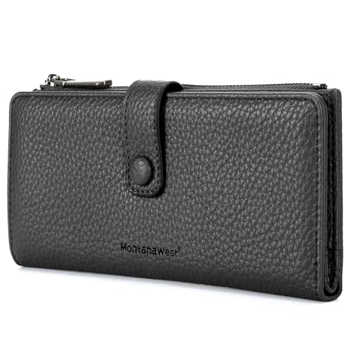 Montana West Wallet for Women Bifold RFID Blocking Wallets Large Capacity Card Holder Wallets with Zipper Coin Pocket