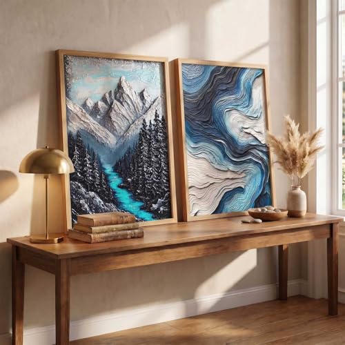 Image of kotart Modern frame Art Home Decoration Abstract Mountain view Paintings With Frame For Living Room Bed Room Hotel Wall Decor Digital Reprint Set of 2(19X25 INCH)