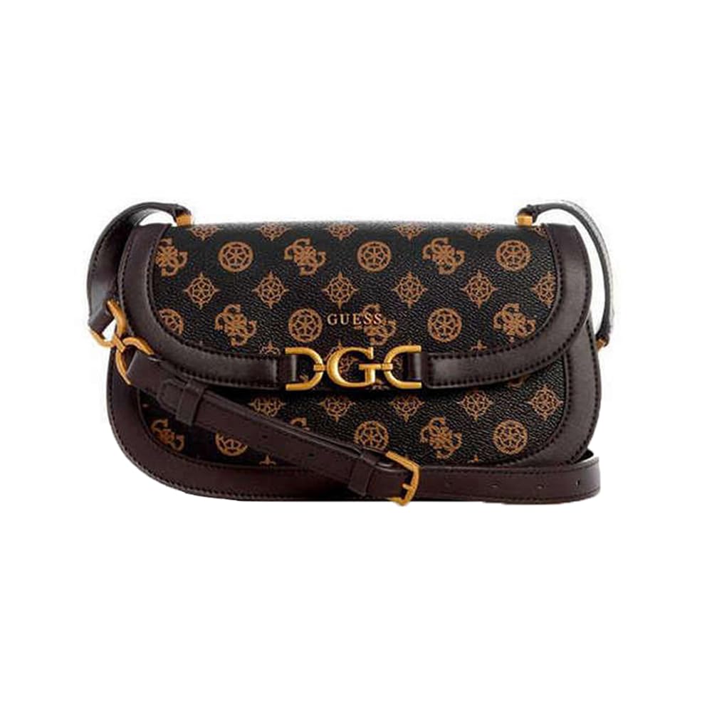 GUESSZipper PU Women's Casual Wear Sling Bag (Brown, Medium)