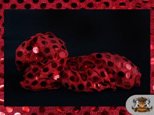 Miniatura 3 de Tela roja con lentejuelas grandes y lunares, 44 pulgadas de ancho, vendido por yarda