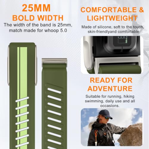 Image of omee Silicone Sport Band Compatible with Whoop 5.0 Band One, Peak and Life /MG Strap Men Women, Breathable Sport Adjustable Waterproof Replacement Wristbands Straps for Whoop 5.0 Silicone Bands