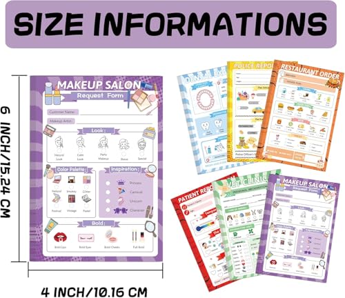 Bloc de notas de juego de simulación y rol infantil con libretas de veterinario y dentista 3