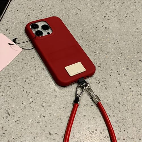 Étui de téléphone portable en cuir rouge vin iPhone 16 Pro Max antichoc - 3