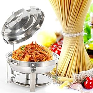 Chafing Dish voedselverwarmer, 7,5 liter, roestvrij staal, warmhoudcontainer met deksel, ronde warmtecontainer voor…