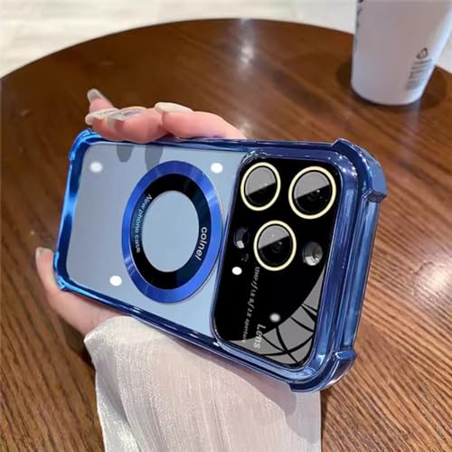 Coque magnétique antichoc pour iPhone 13 Pro housse souple de protection en bleu