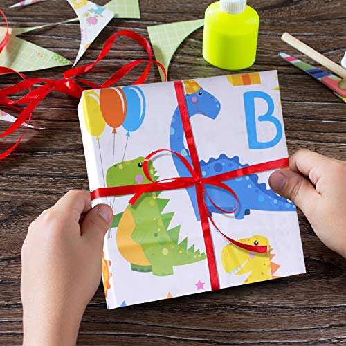 PLULON 6 Sheets Kids Dinosaur Happy Birthday Gift Wrapping Paper, Cute Cartoon Animal Birthday Wrapping Paper, Gift Wrap Paper Craft Present for Gift and Party - Image 4