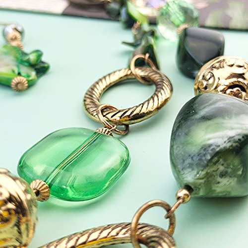 Bocar 2 Strand Statement Choker Shell Necklace and Earring Set for Women Gift (NK-10370-green) - Thumbnail 4