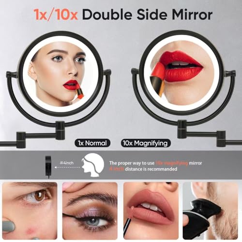Espejo de Maquillaje GURUN con 10X y 3 Tono LED miniatura 5