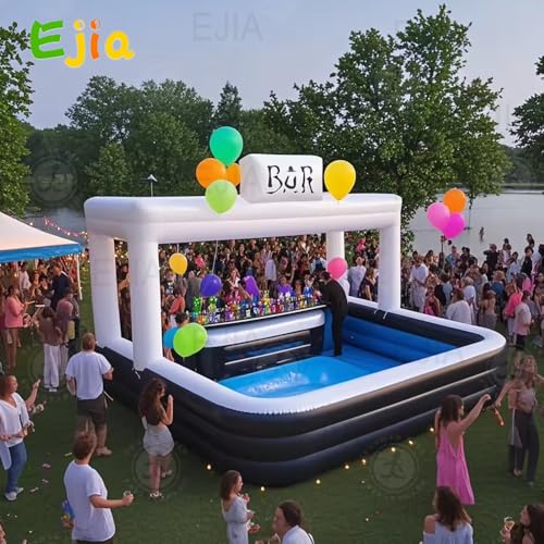 Outdoor Inflatable Pool Bar 16.5x13x11ft PVC Inflatable Pub House Blow Up Pool Bar for Party, Backyard, Patio, Poolside