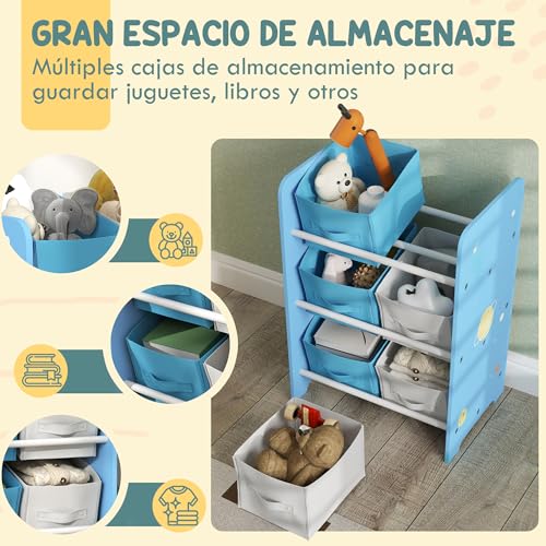 Miniatura 4 de Aiyaplay Estantería Infantil Para Niños De 3 Años Estantería Para Juguetes Con 6 Cajas De Tela No Tejida Extraíbles Organizador De Juguetes Para Dormitorio Guardería 43x30x60 Cm Azul