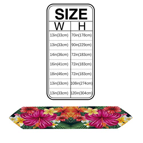 Bedsweet Linen Burlap Table Runner Dresser Scarves For Dining Room Tropical Leaf Flowers Hibiscus Plumeria Floral Plant Theme Table Runners For Farmhouse Kitchen,Machine Washable 13 X 90 Inch #TOP4