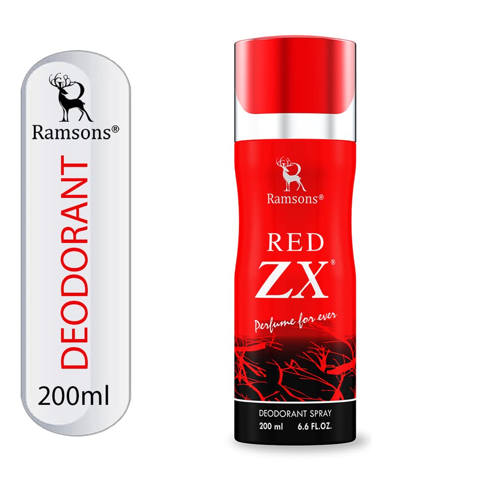 Ramsons - RED ZX Deodorant Spray 200 ML | Body Perfume For Men | TN - Bergamot, Lemon, Lavender, Rosemary, Basil, Mint | MN - Carnation, Jasmine, Allspice | BN - Musk, Amber, Cedar, Patchouli, Mossy