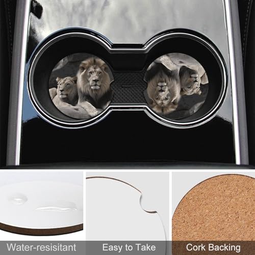 Portavasos para carro con diseño de leones, 2 piezas miniatura 5