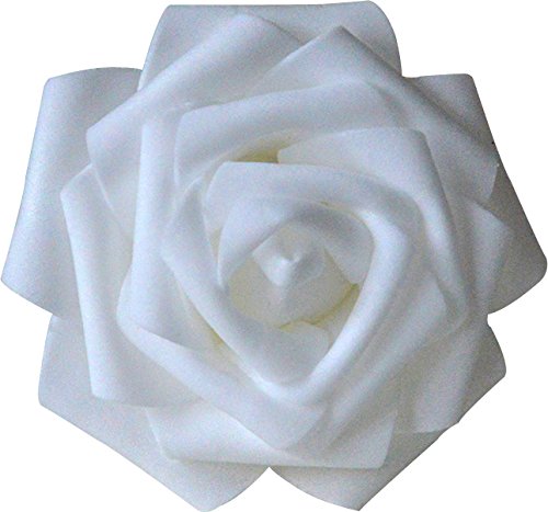 Lightingsky 8cm Real Touch Artificial Rose Head, DIY 3D Artificial Flowers for Wedding Bouquets, Room Decoration (100, White) Lightingsky 8cm Real Touch Artificial Rose Head, DIY 3D Artificial Flowers for Wedding Bouquets, Room Decoration (100, White)