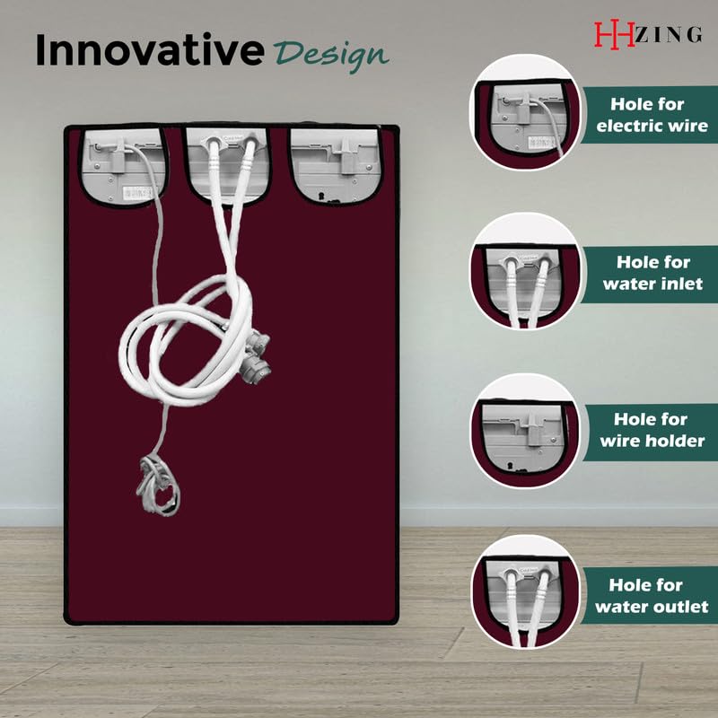 Image of Waterproof Washing Machine Cover Fully Automatic Sutaible for Samsung Model 8.0 kg Ecobubble Top Load, WA80BG4441BG (54 x 56 x 98 cms) Solid Maroon Print