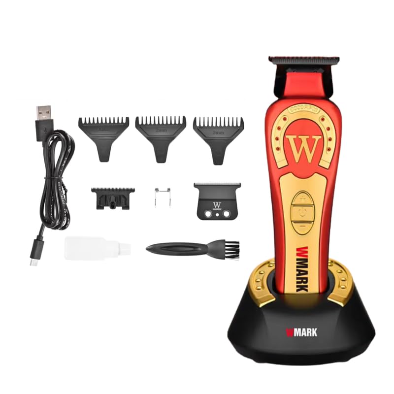 WMARK NG-8230 Ultra Premium - Recortadora de pelo profesional con cuchilla en T, 0 huecos, 0 mm, forma calva, 8 niveles de velocidad, 7000-9000 rpm, juego de cuchillas de repuesto extra, batería de