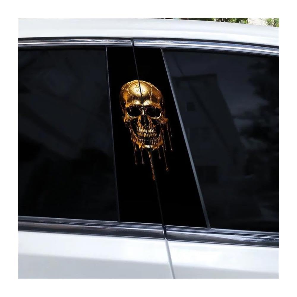 Decorative Items 2pcs Evil Skull Car Door Pillar Decoration Sticker DIY Cover Scratch Car Decal(B)